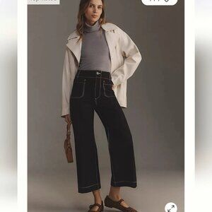 Maeve/Anthropologie The Colette Black and White Cropped Wide Leg Pants 29